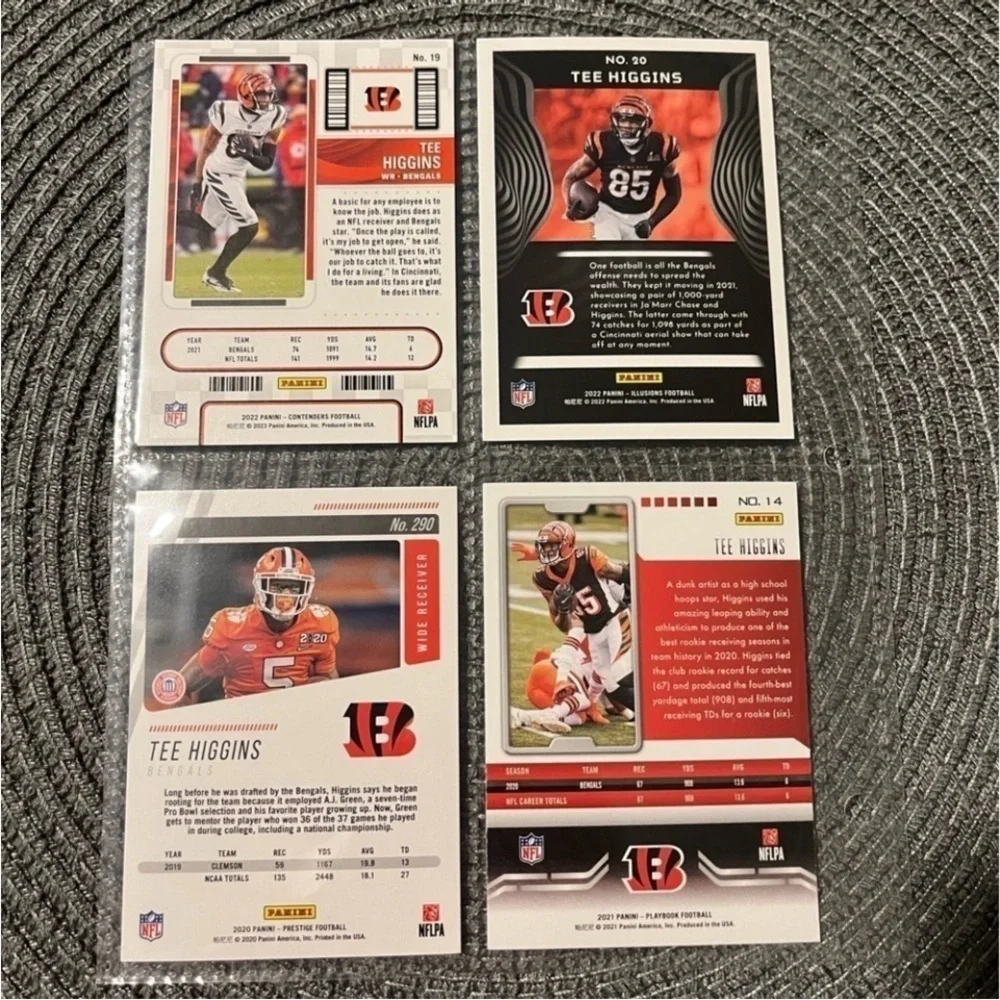 🏈 Tee Higgins NFL Football Card Collection, Set of 4